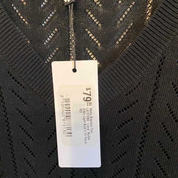 Boutique Molly Bracken Luna Ruffle Knit Top Black size Medium New - Picture 6 of 9